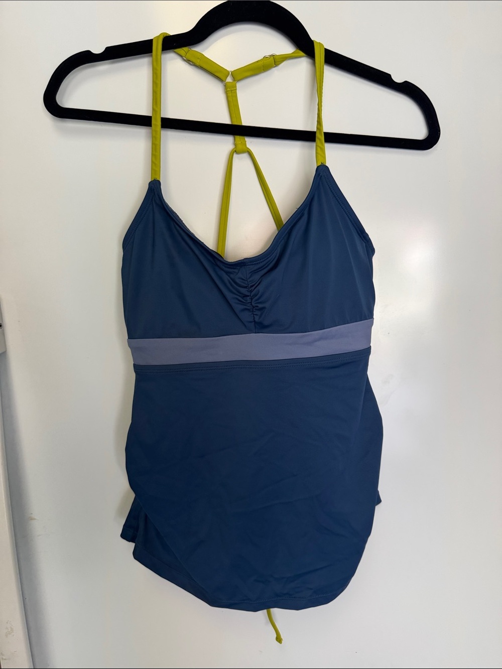 Title Nine Blue Swim Tankini with Lime Straps size 34C